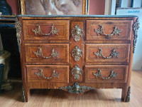 Vintage Marble Top French Gold Gilt Brass Dresser