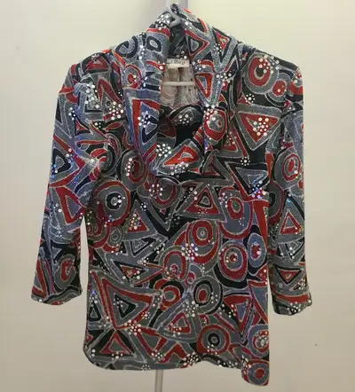 NWOT - Joseph Ribkoff (Size 8) Grey Red Black Turtleneck Sweater, View more
