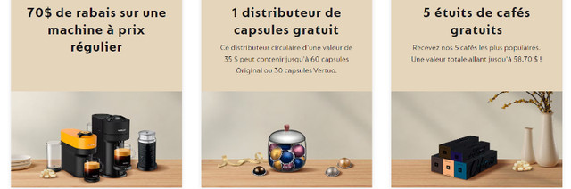 Nespresso code promo rabais D92JKH dans Machines à café  à Ville de Québec