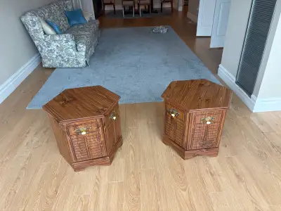 Free delivery used Set of 2 Hexagonal Wooden End Tables, View more