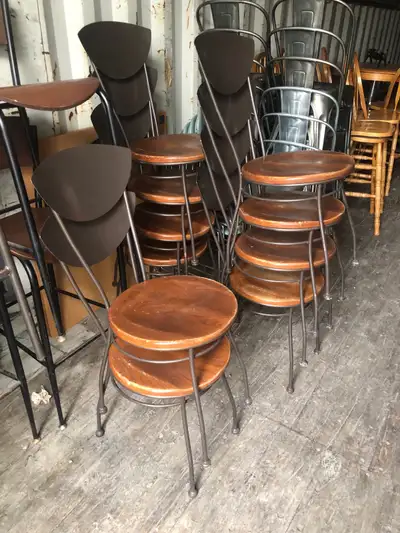 10 available - $45 per chair Commercial grade stack stackable restaurant bar kitchen pub coffee shop...
