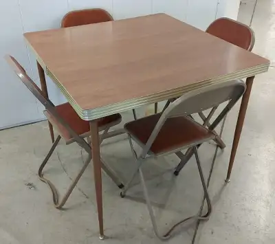 * A PRACTICAL SET IN FABULOUS VINTAGE CONDITION * Table is VERY sturdy, and legs fold easily for com...