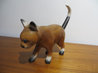 HAND CARVED CAT SCULPTURE