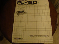 Vintage Pioneer Turntable PL - 12D operating instructions