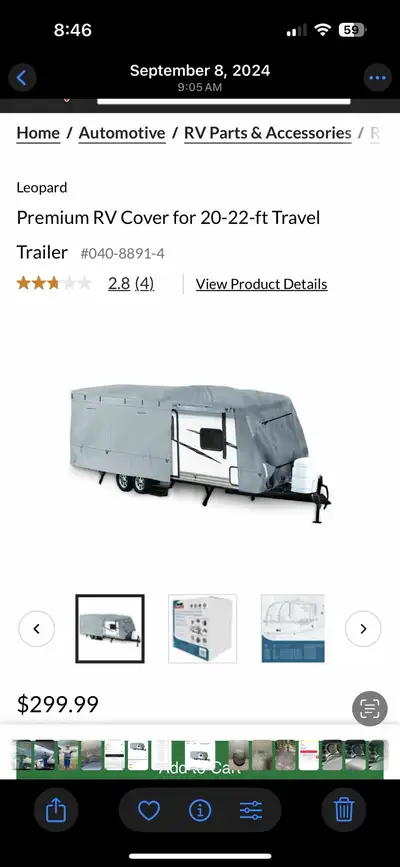 RV cover Used one season No rips or tears