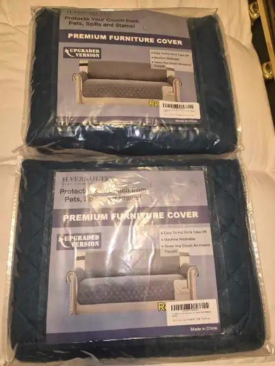 2 New Furniture covers in dark teal /beige. Is reversable and machine washable. Great to protect you...