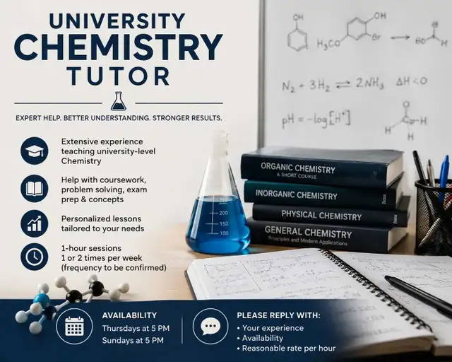 Looking for uni tutor for Chemistry