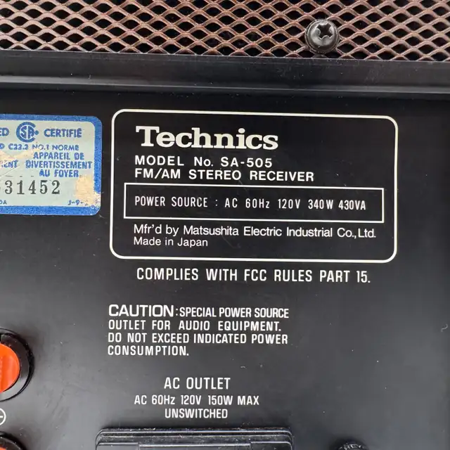 Technics SA-505 Vintage Stereo Receiver AM/FM Wood Case Japan in Stereo Systems & Home Theatre in City of Toronto - Image 8