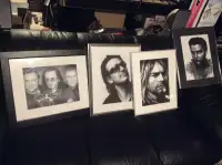 ELVIS BONO KIRK COBAIN & RUSH ROCK AND ROLL ICONS FRAMED PRINTS