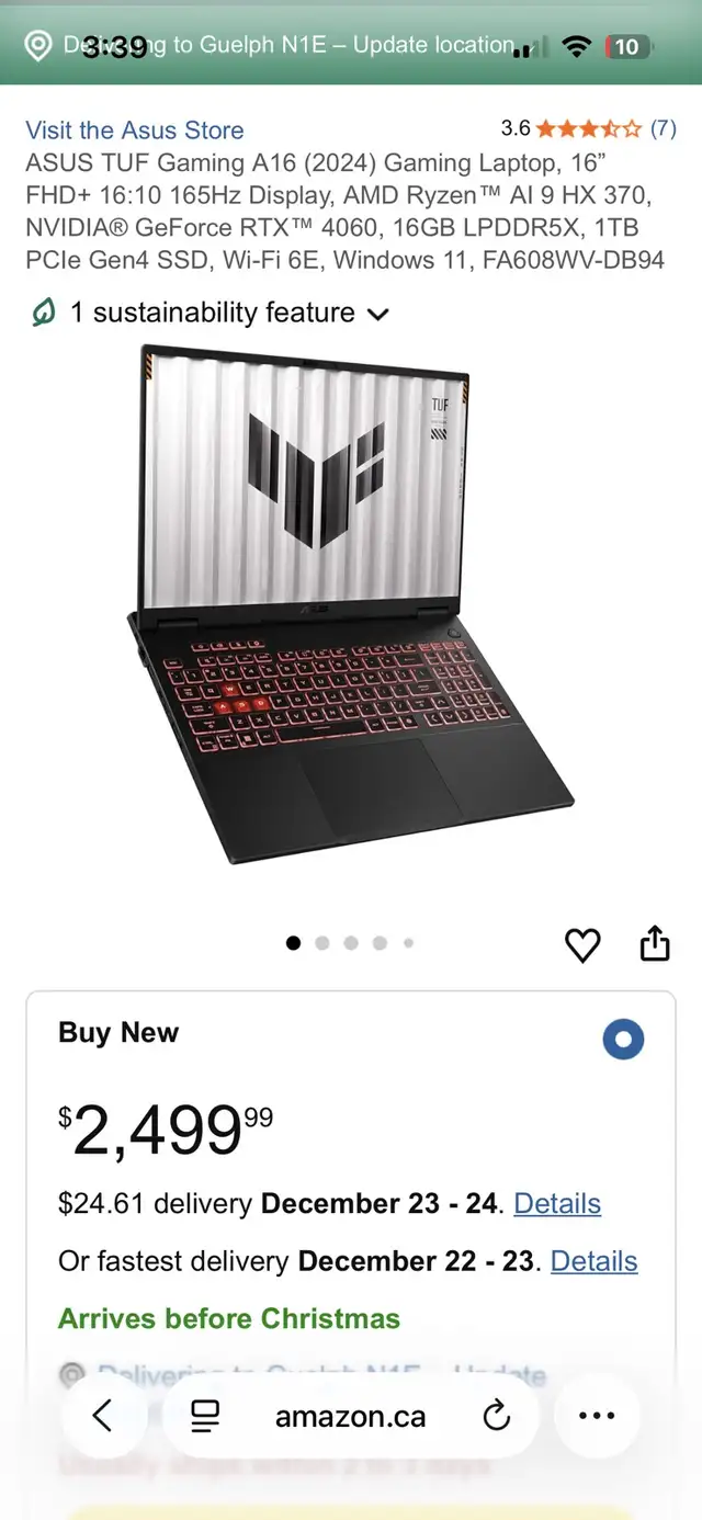 ASUS TUF Gaming 16" RTX 4060 Laptop - Ryzen AI 9 HX 370 in Laptops in Guelph - Image 4