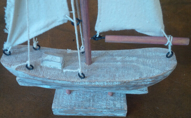 Small Sail Boat, Wood Base, Cloth Sails, Very Cute in Arts & Collectibles in Stratford - Image 2