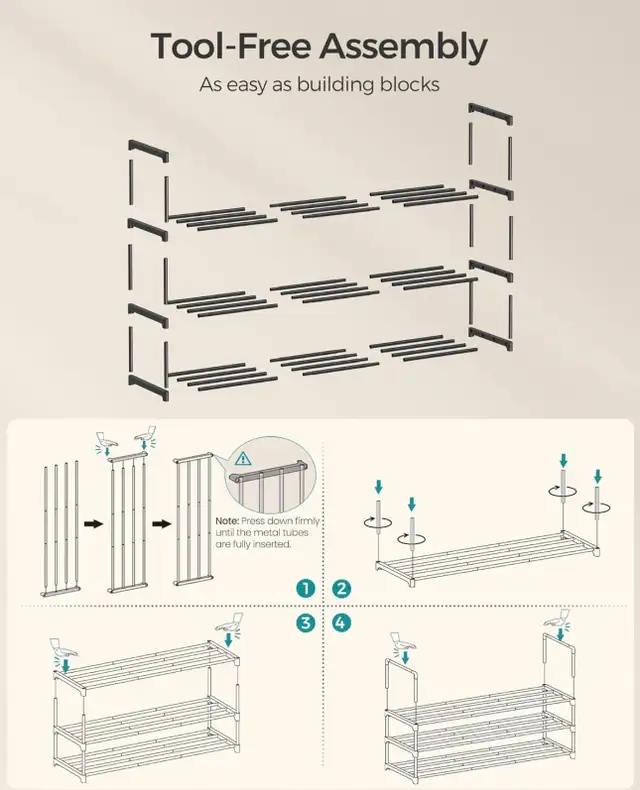 SONGMICS 3-Tier Expandable Metal Shoe Rack in Storage & Organization in Oshawa / Durham Region - Image 9