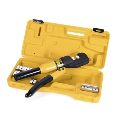 New Hyclat 10-ton hydraulic battery cable crimping tool. Features crimps for 12 AWG to 2/0 AWG size...