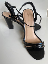 Black Patent Strappy Heels - New - Size 37