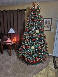 7.5' PRE-LIT PE/PVC QUICK SET ARTIFICIAL CHRISTMAS TREE 