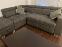 Sectional sofa bed with storage ottoman