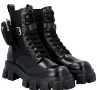 PRADA Monolith leather boots with pouch MILITARY BOOTS