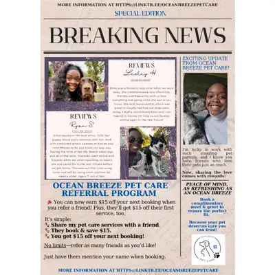 Ocean Breeze Pet Care – Experienced & Trusted! Overnights, drop-ins & walks tailored to your pet’s n...