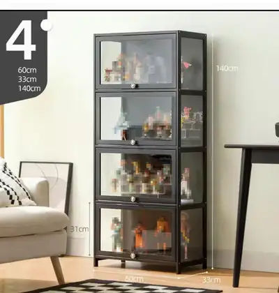 Natural Bamboo Shelf, Acrylic Collection Showcase 60x33x140cm, View more