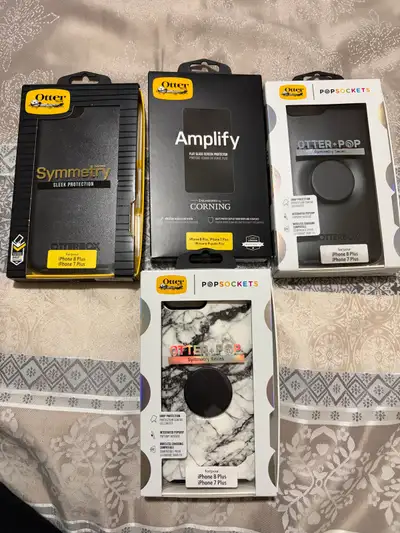Brand new never used iPhone 8 Plus and 7 plus Otterbox cases and screen protector Please contact for...