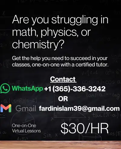 Math and Sciences tutor for grades 6 to 12 Whatsapp +13653363242, View more