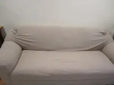 Stretch Sofa Slipcover Couch Cover 3 Seater Soft Elastic Spandex Like New Beige color. 2 covers incl...
