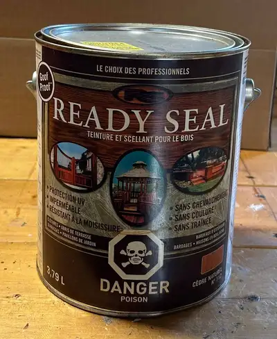 Ready Seal oil-based wood stain  - open can, ~0.5 gal, View more