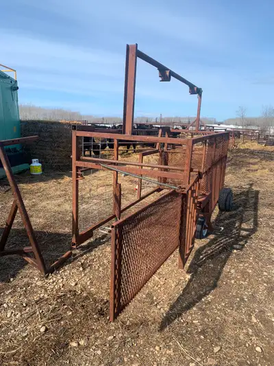 Calf catcher to mount on side by side was on kubota has flip up pen for transport provisions for han...