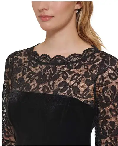 NEW Eliza J Black Velvet Lace Cocktail Dress Size 14/16, View more
