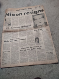 London Free Press. August 9, 1974. Nixon Resigns!