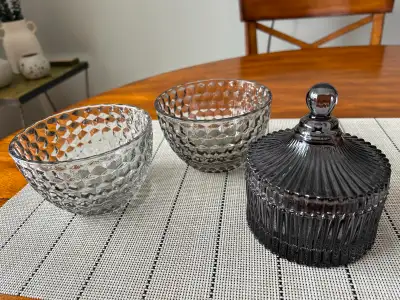 Crate & Barrell Smoked Grey Glass Dishes, View more