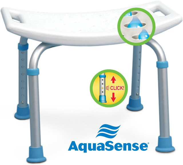 AquaSense Adjustable Bath and Shower Chair with Non-Slip Seat in Health & Special Needs in Kitchener / Waterloo - Image 2