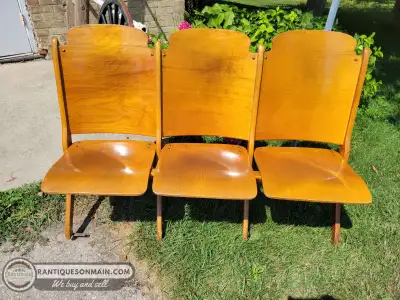 Set of vintage, folding theatre seats made in Stratford Ont. They measure approximately 54" x 37" x...