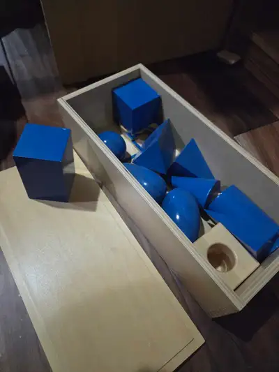 Montessori Geometric Solids with Stands and Box, View more
