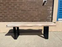 Modern live edge  solid  walnut bench with metal legs  - 53.5”