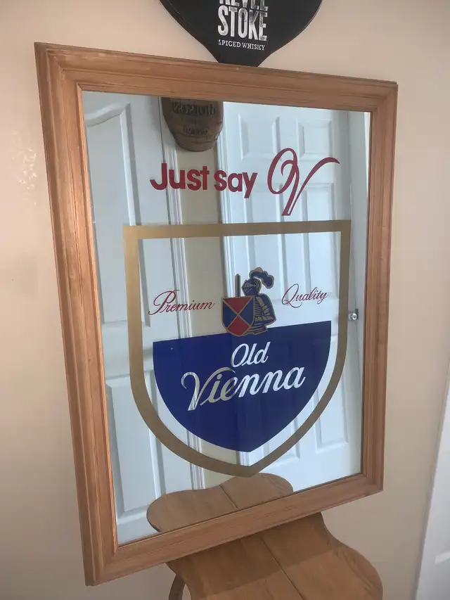 Vintage Huge Old Vienna OV beer bar sign mirror excellent in Arts & Collectibles in Calgary - Image 5