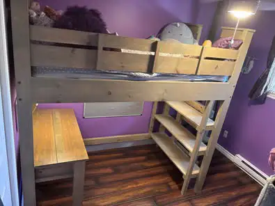 handmade solid wood loft bed/desk/bookshelf in Beds & Mattresses in Kingston - Image 7