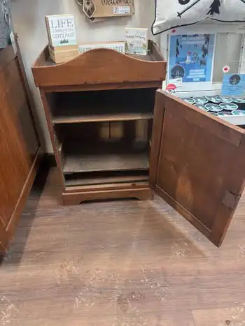 Antique teakwood medicine cabinet• 18x12.5x27” in Bookcases & Shelving Units in North Bay - Image 3