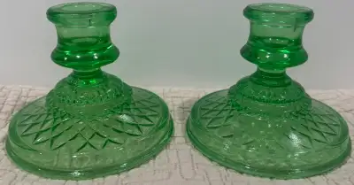 Depression Glass Candle Holders, View more