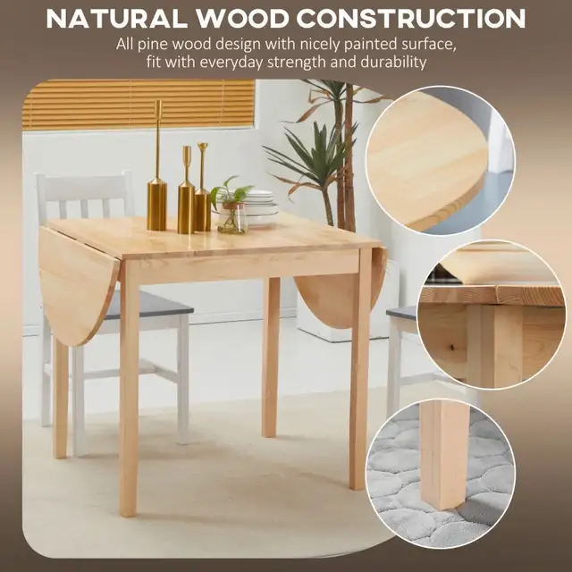 Natural drop leaf solid Wood Kitchen Table, Drop Leaf Tables in Dining Tables & Sets in Markham / York Region - Image 8