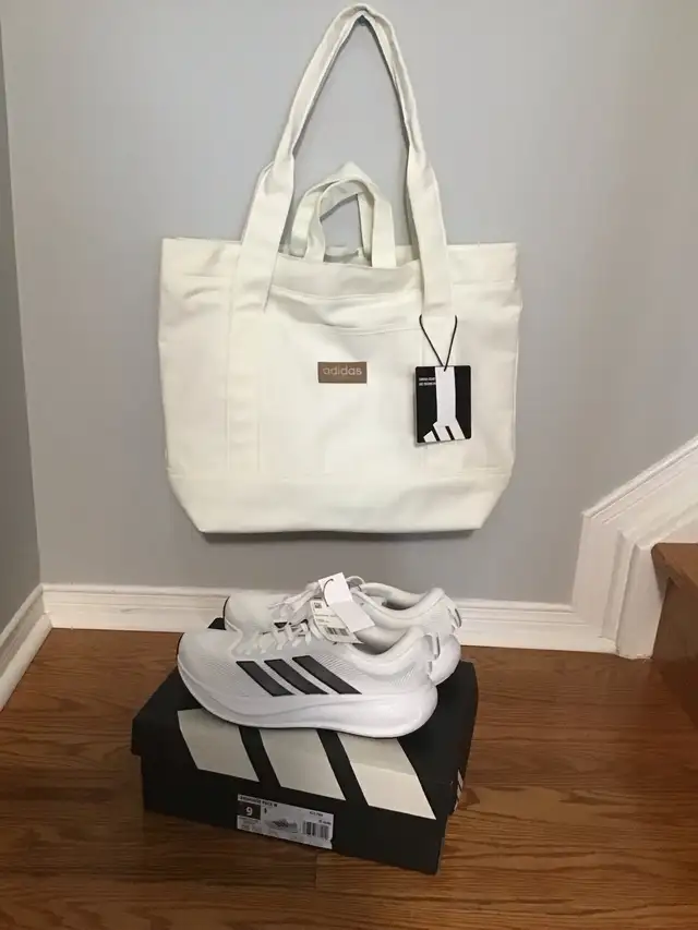 New Adidas tote bag and women shoes size 9  