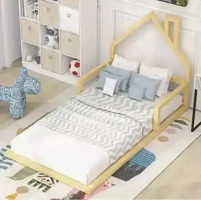 New Wood Bed With House-Shaped Headboard, View more