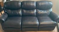 Brown Genuine Leather Reclining Couch.   EXCELLENT CONDITION!!