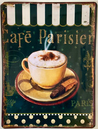 Collection. Décoration. Affiche en tôle "Café parisien"