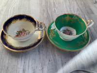 Two aynsley signed Bailey cup saucers