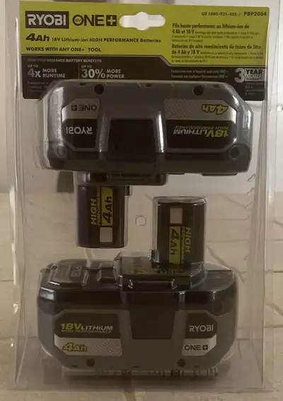 RYOBI 18V ONE+ HIGH PERFORMANCE Lithium-Ion 4.0 Ah Batteries, View more