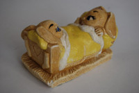 Vintage 70's Pepiware rabbits bunnies in bed England  Easter