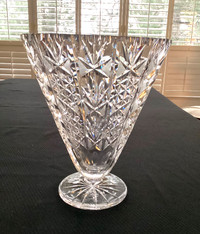Exquisite Fan-Shaped, Deep-Cut Crystal Vase -