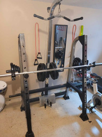 Bench press squat rack lat pull down Olympic bar 245lbs 