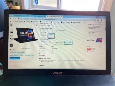 Asus MB168B 15.6” HD Portable USB-powered Monitor, View more